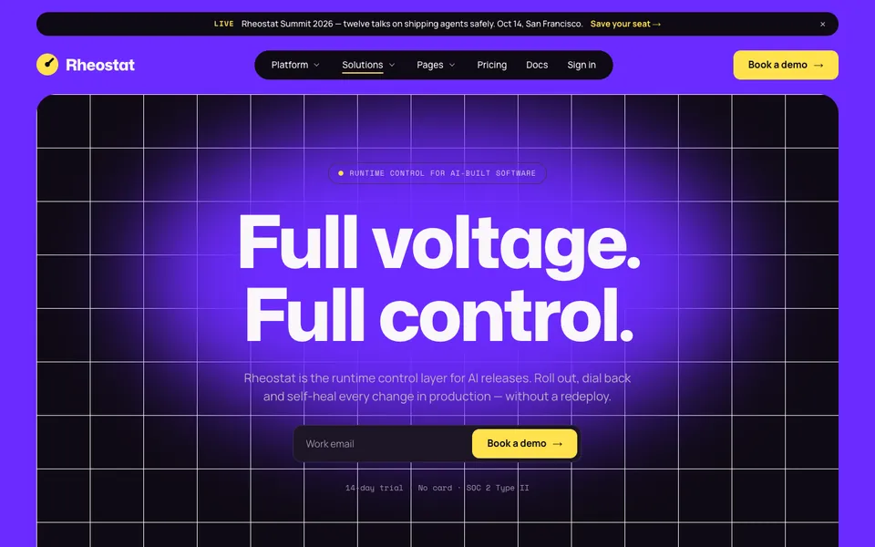 Rheostat home page: Full voltage. Full control.